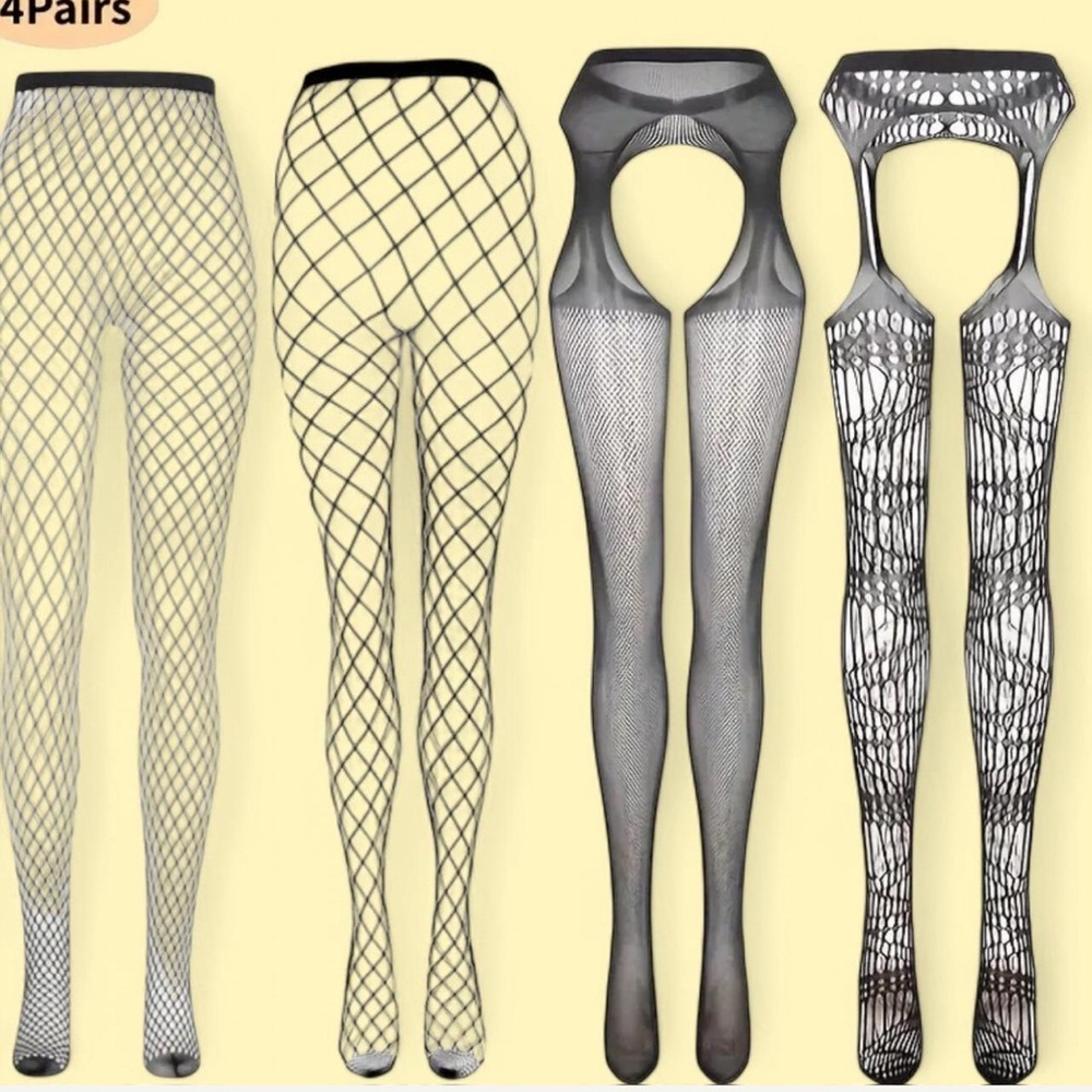Versatile Black Fishnet Tights Set